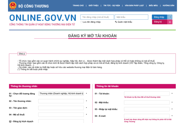 Hướng dẫn đăng ký website thương mại điện tử với Bộ Công thương