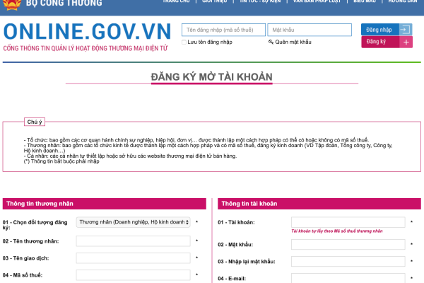 Hướng dẫn đăng ký website thương mại điện tử với Bộ Công thương