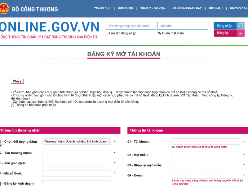 Hướng dẫn đăng ký website thương mại điện tử với Bộ Công thương