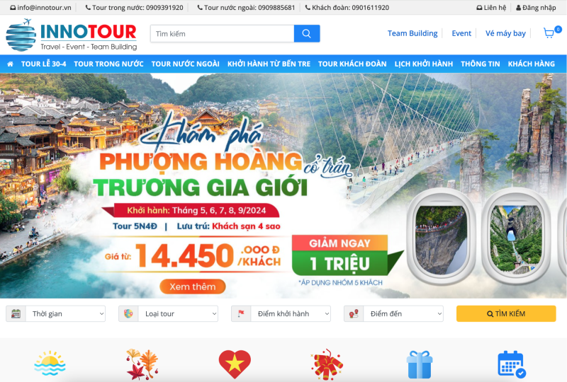 Thiết kế web du lịch innotour.vn